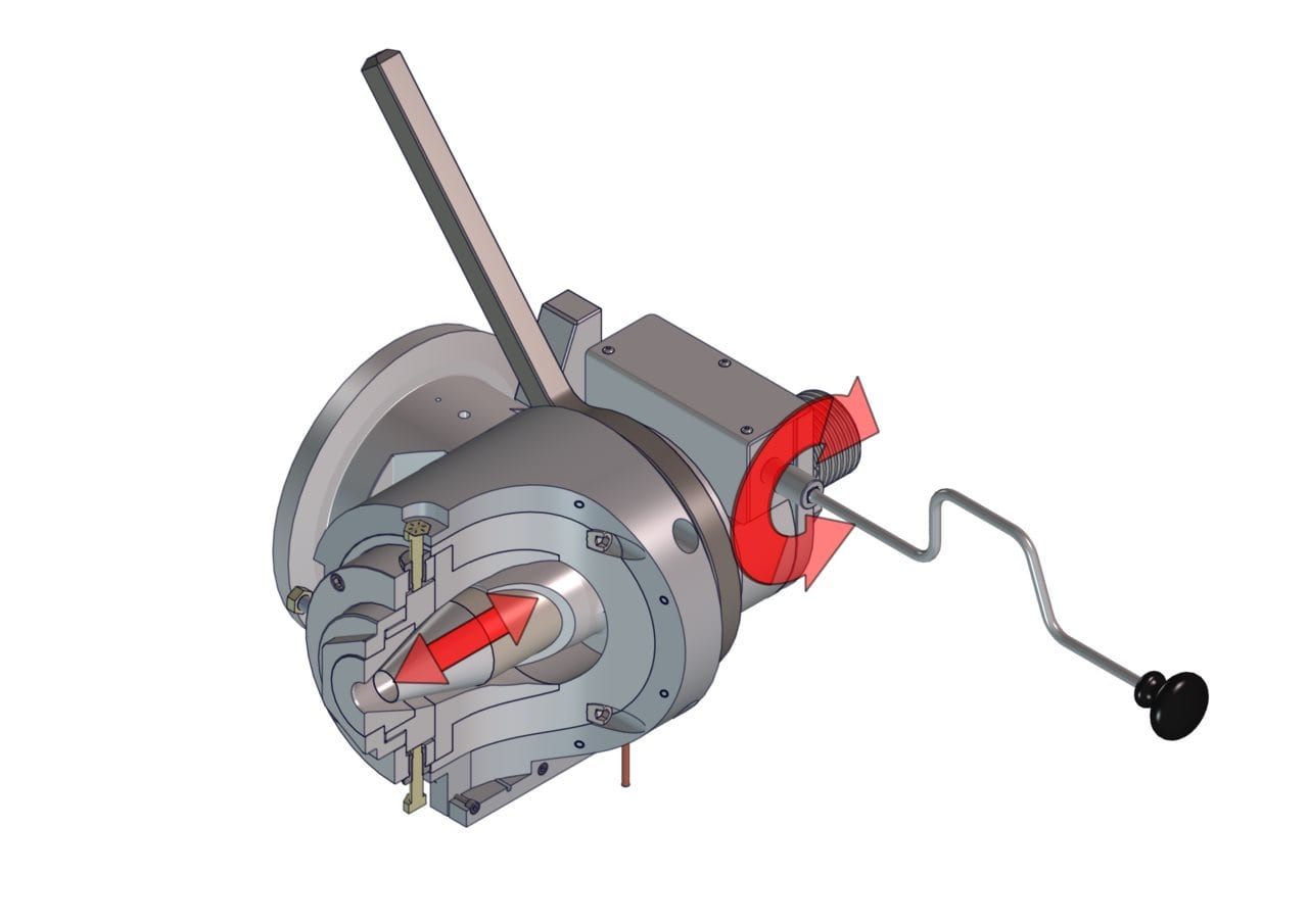 Guill Series 500 crosshead with Mechanically Assisted Gum Space (MAGS) adjustment…specially designed for the flow characteristics of elastomeric compounds