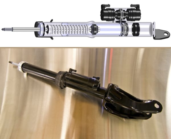 The DampTronic® Sky technology from ThyssenKrupp provides constant variable pressure, adjusted in milliseconds to accommodate road and driving conditions, utilizing two continuously variable valves to adjust the damping force in both extension and compression modes.   