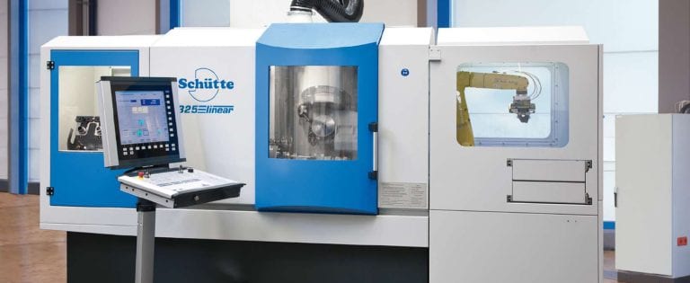 New Schütte 325linear cylindrical grinding system features extended x-y paths plus two auxiliary slides 