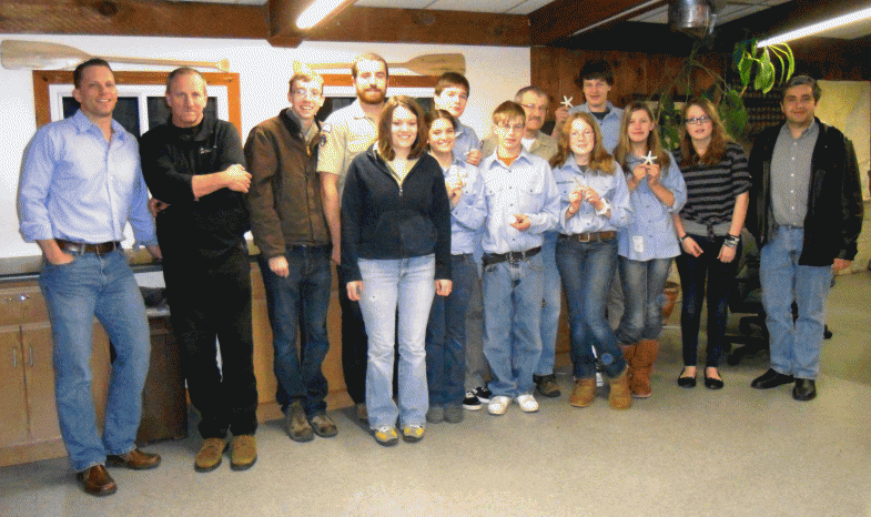 Steve Sikorski from Magma (far left) led the teaching experience for the Racine, Wisconsin Sea Scouts, as they learned about metalcasting.