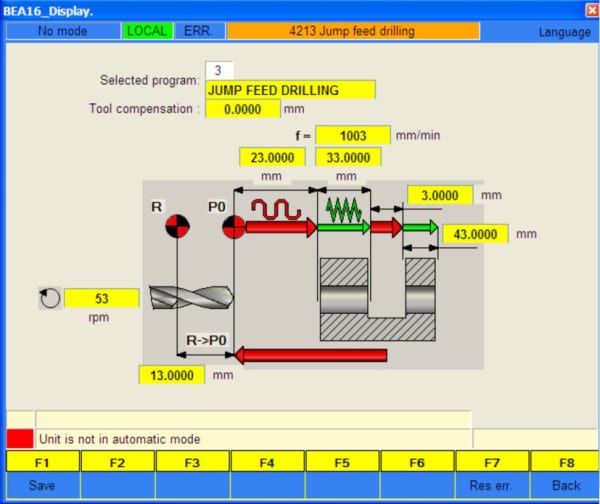 Example of a drilling cycle with jump function | Suhner Automation BEA16
