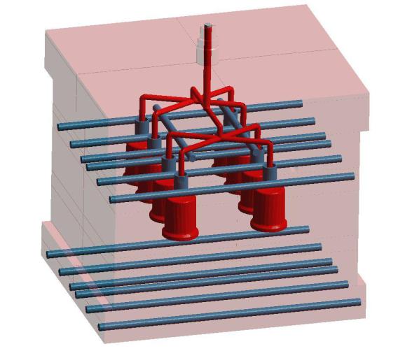 Figure 1 – The process-oriented approach of the Injection Molding Simulation Software SIGMASOFT® allows all relevant information (Part, Insert, Venting, Material, Mold, Heaters, Thermocouples, Process, etc.) to be used in the calculations.
