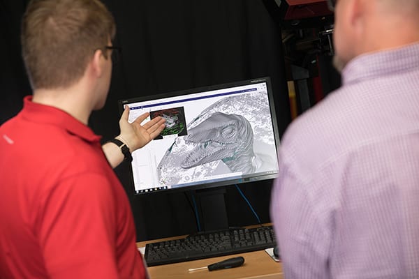 A scan of a dinosaur figure using the ATOS scanner.