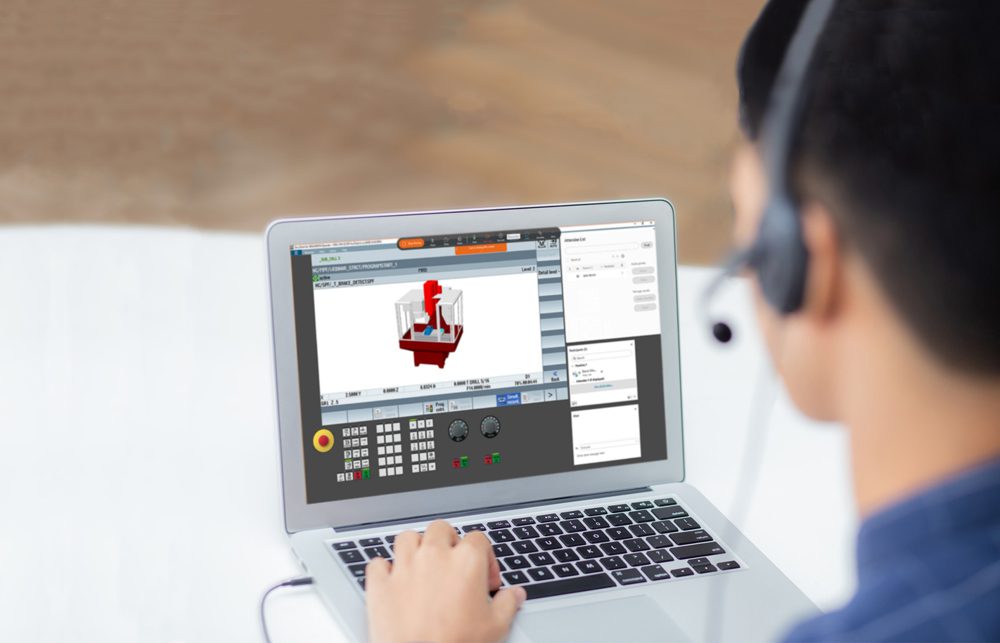 Person at Computer with Virtual Product Expert for CNC