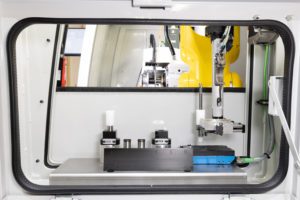 Robot RFID scanning on ANCA machine