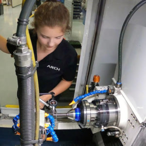 Madison Gray operating the ANCA MX7
