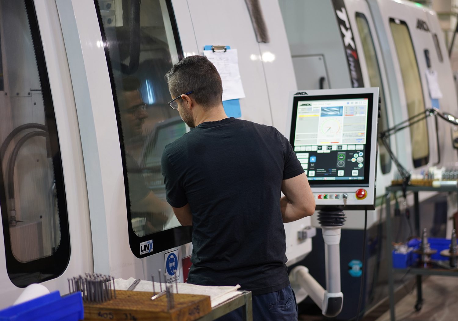 Trained operator Abraham performing a dry run on a TX7 Linear
