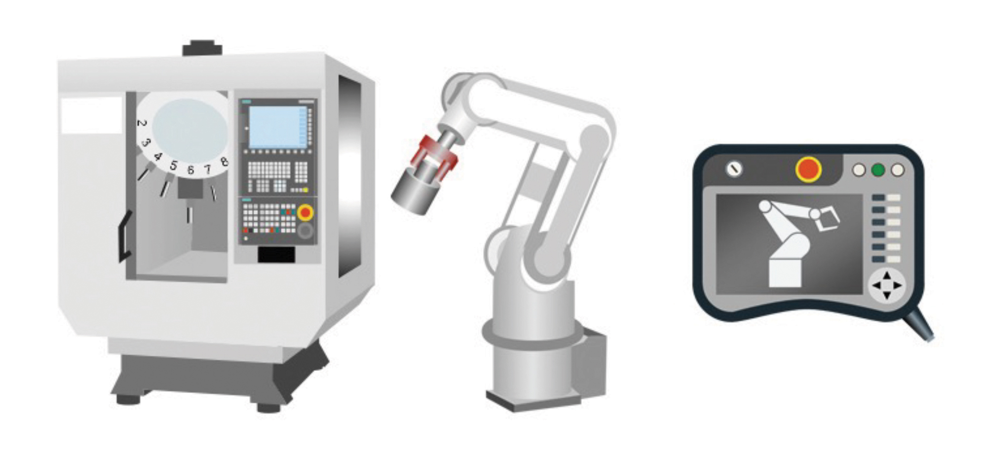 All functions of the machine and the robot can be monitored on a single pendant, eliminating the need for a second robot pendant.